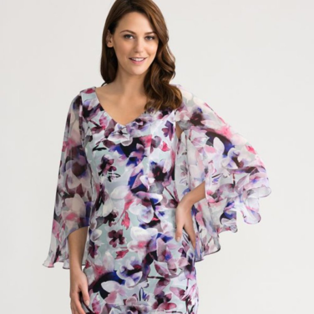 Joseph Ribkoff Floral Dress in Lavender, Pink, Blue and White